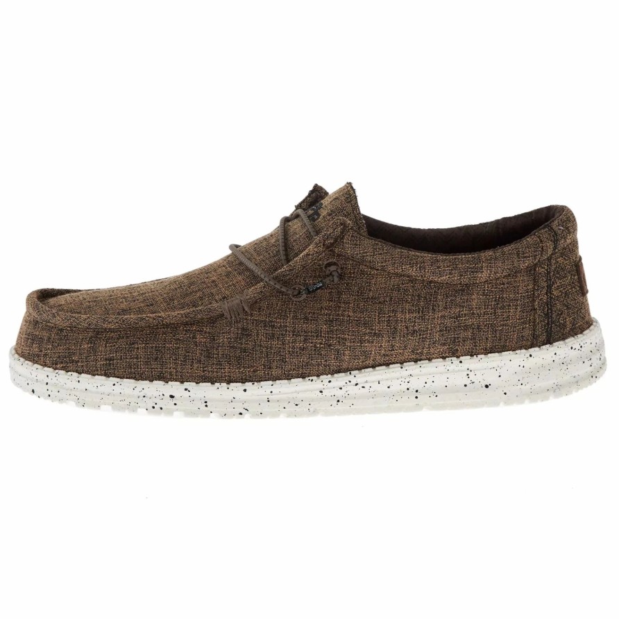 Men * | Hey Dude Wally Eco Linen- Dark Brown Linen Dark Brown