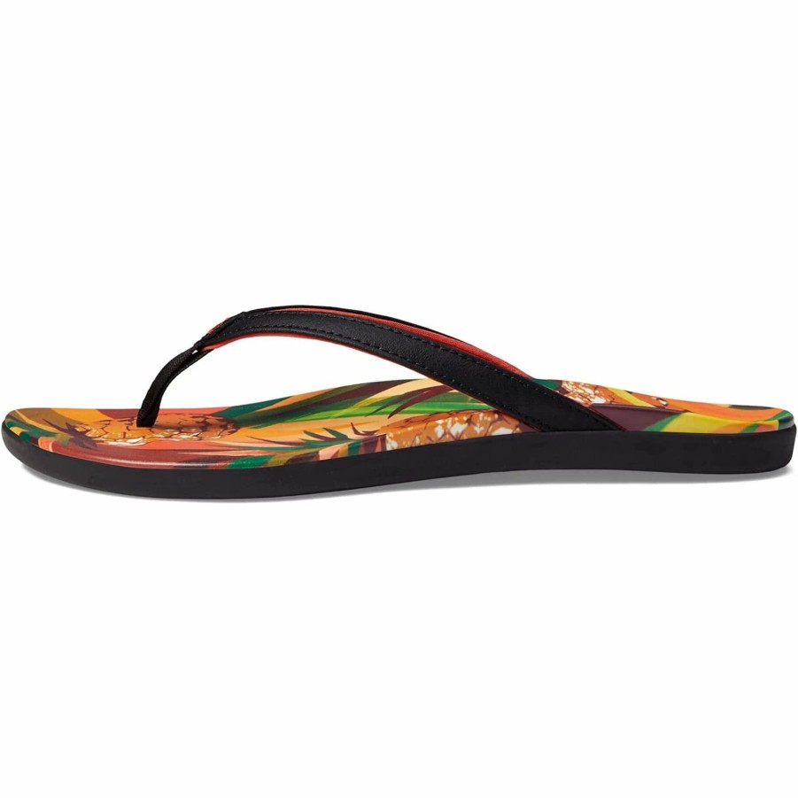 Women * | Olukai Ho'Opio Hau Black Pineapple Black/Pineapple