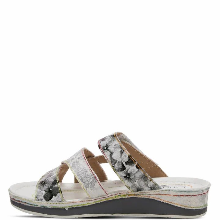 Women * | Spring Footwear Corp L'Artiste Women'S Caiman Slide Sandal Silver Multi