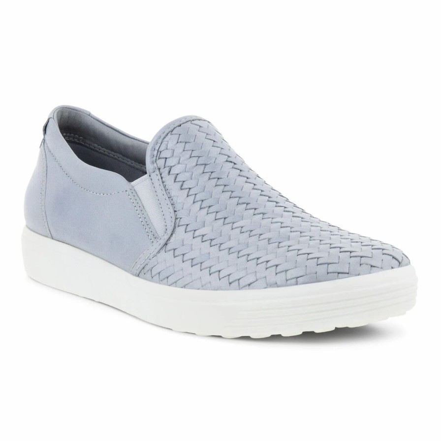 Women * | Ecco Soft 7 Slip-On Metallic Silver Grey