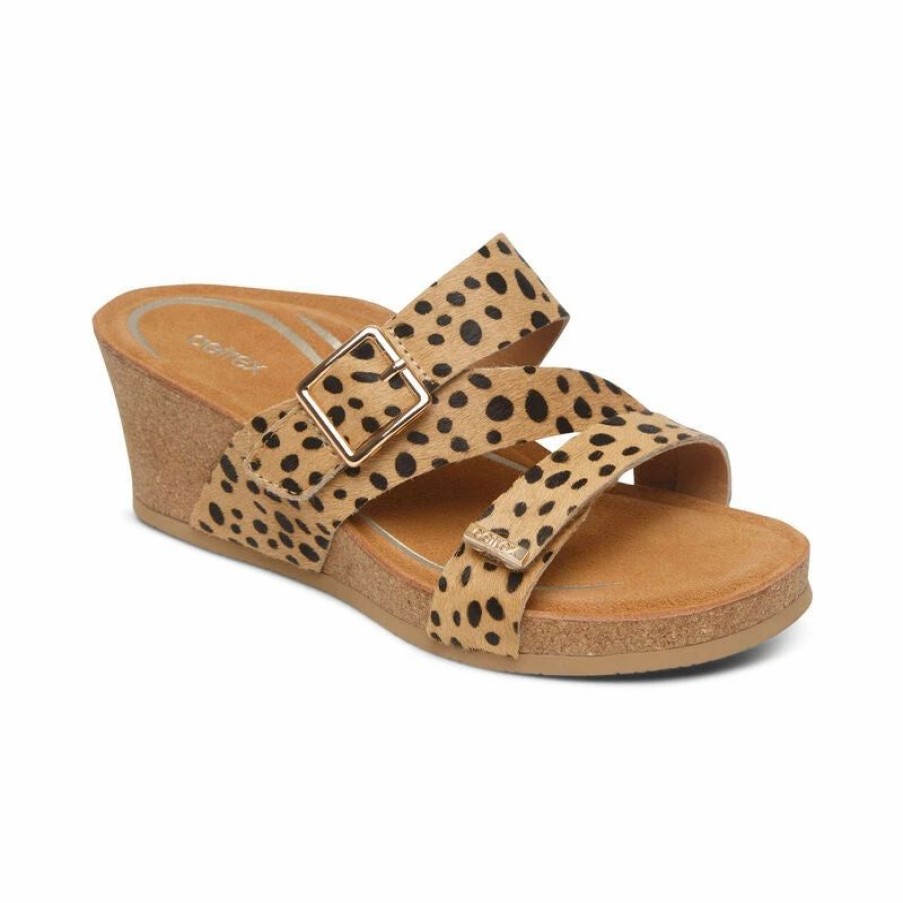 Women * | Aetrex Kimmy Arch Support Wedge Cheetah