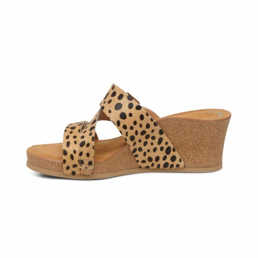 Women * | Aetrex Kimmy Arch Support Wedge Cheetah