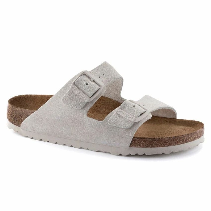 Men * | Birkenstock Regular Arizona Suede Antique White Suede Antique Wht