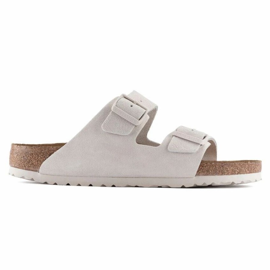 Men * | Birkenstock Regular Arizona Suede Antique White Suede Antique Wht