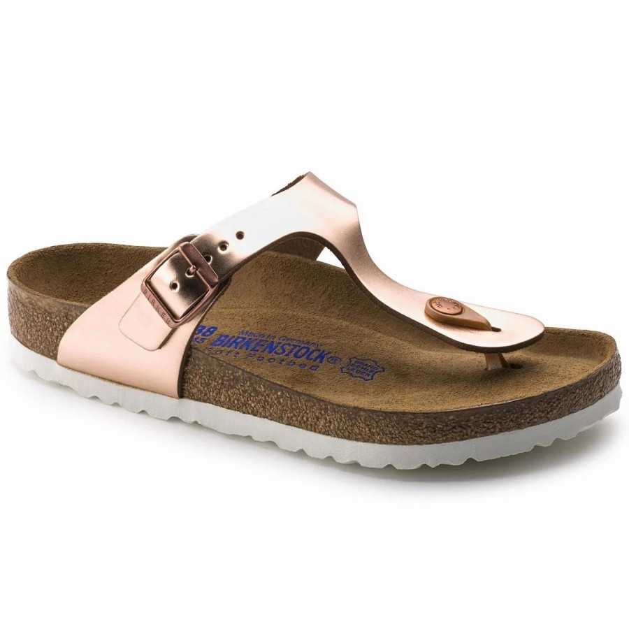 Women * | Birkenstock Regular Gizeh Metallic Copper Metallic Copper Leather