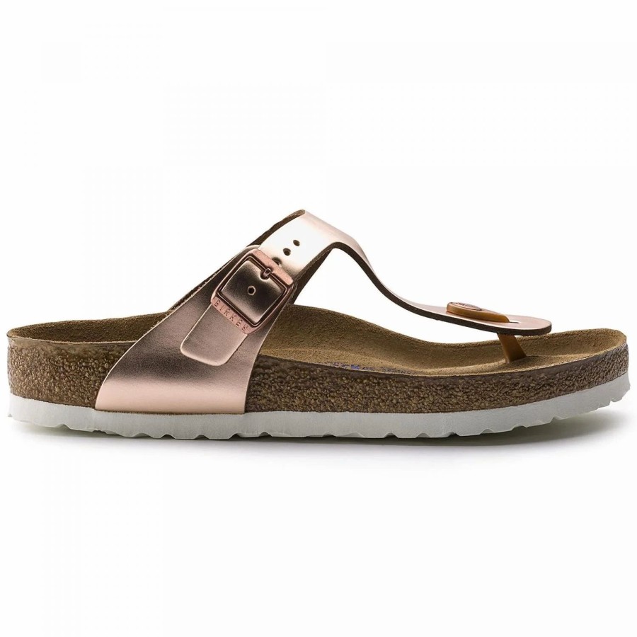 Women * | Birkenstock Regular Gizeh Metallic Copper Metallic Copper Leather