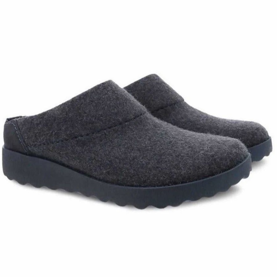 Women * | Dansko, Llc Lucie Slippers Black Charcoal Wool