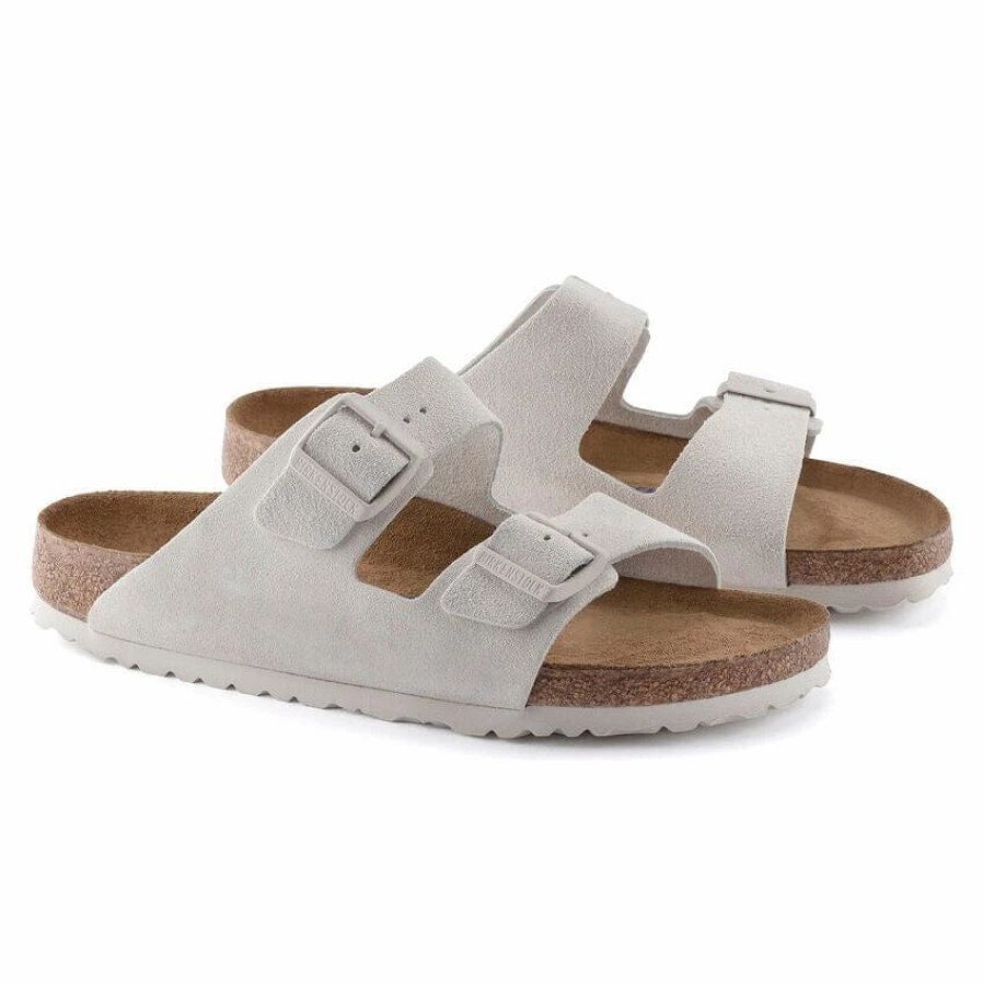 Men * | Birkenstock Narrow Arizona Antique White Suede Antique Wht