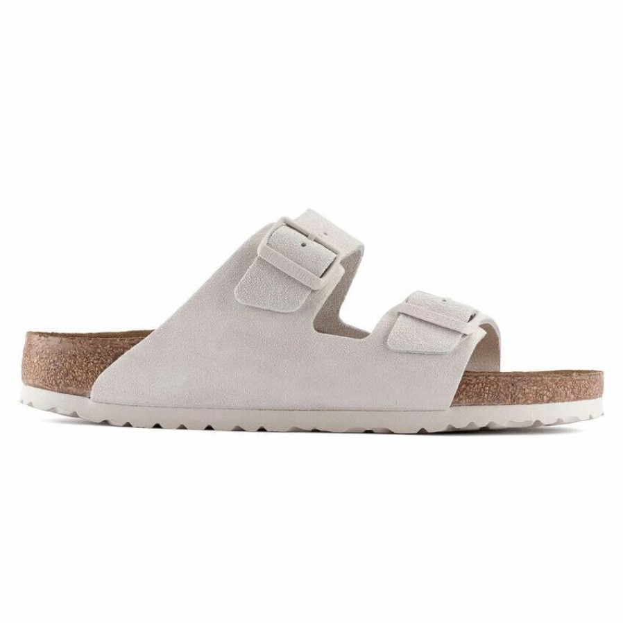 Men * | Birkenstock Narrow Arizona Antique White Suede Antique Wht