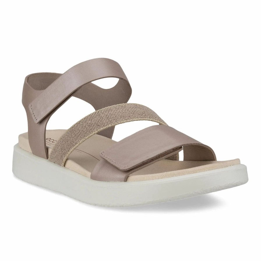 Women * | Ecco Flowt 2 Band Sandal Grey Rose Metallic