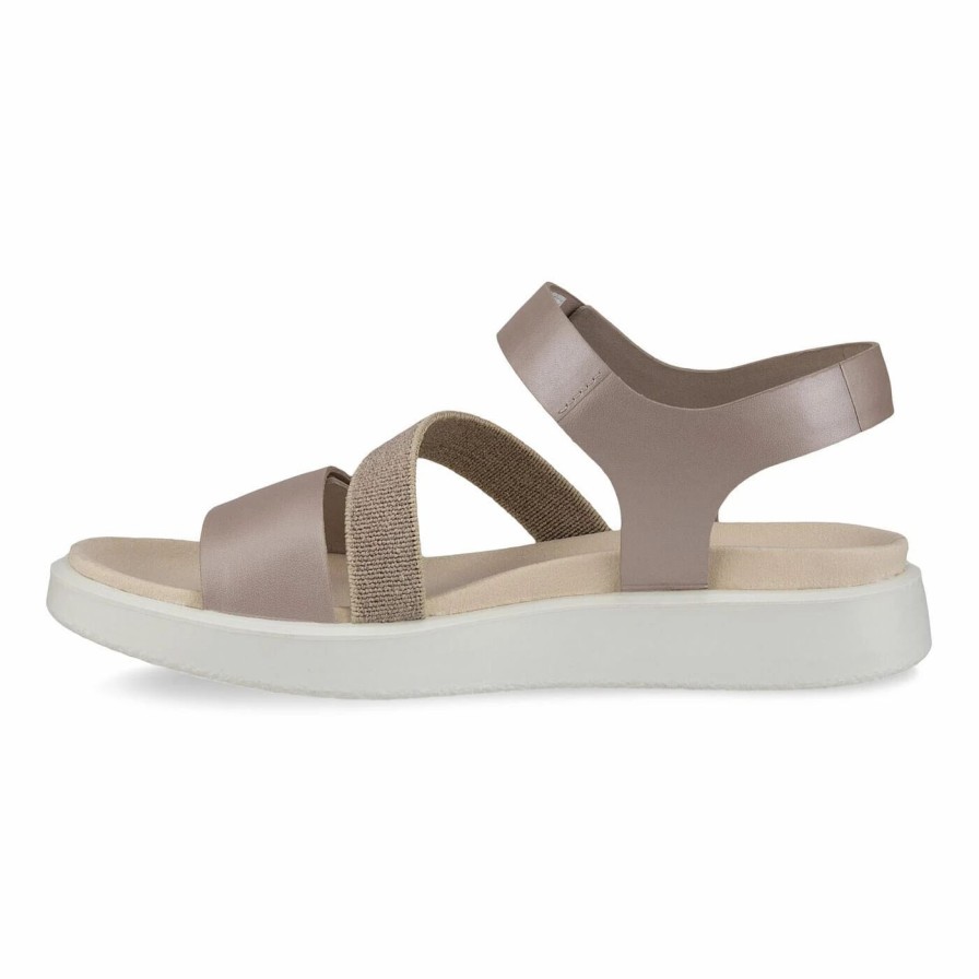 Women * | Ecco Flowt 2 Band Sandal Grey Rose Metallic