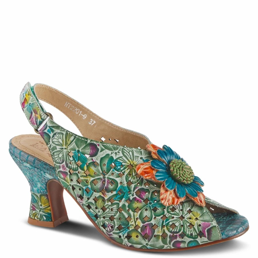 Women * | Spring Footwear Corp L'Artiste Arautre Slingback Sandal Teal Teal Multi