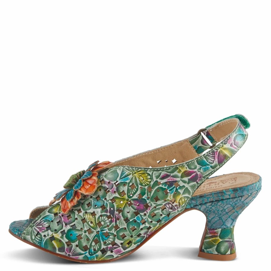 Women * | Spring Footwear Corp L'Artiste Arautre Slingback Sandal Teal Teal Multi