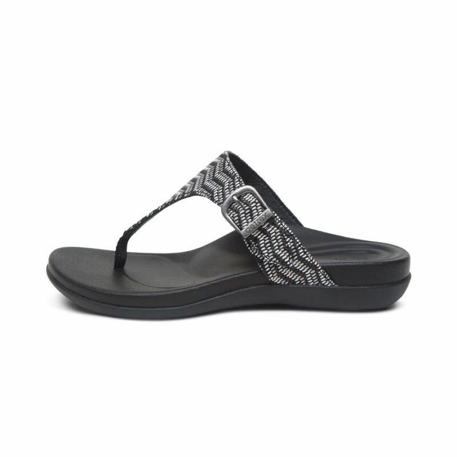 Women * | Aetrex Rita Adjustable Thong Sandal Oreo