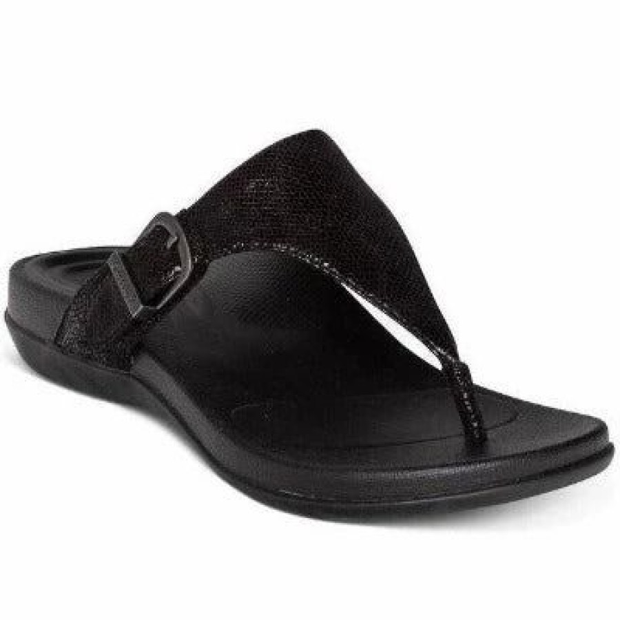 Women * | Aetrex Rita Adjustable Thong Sandal