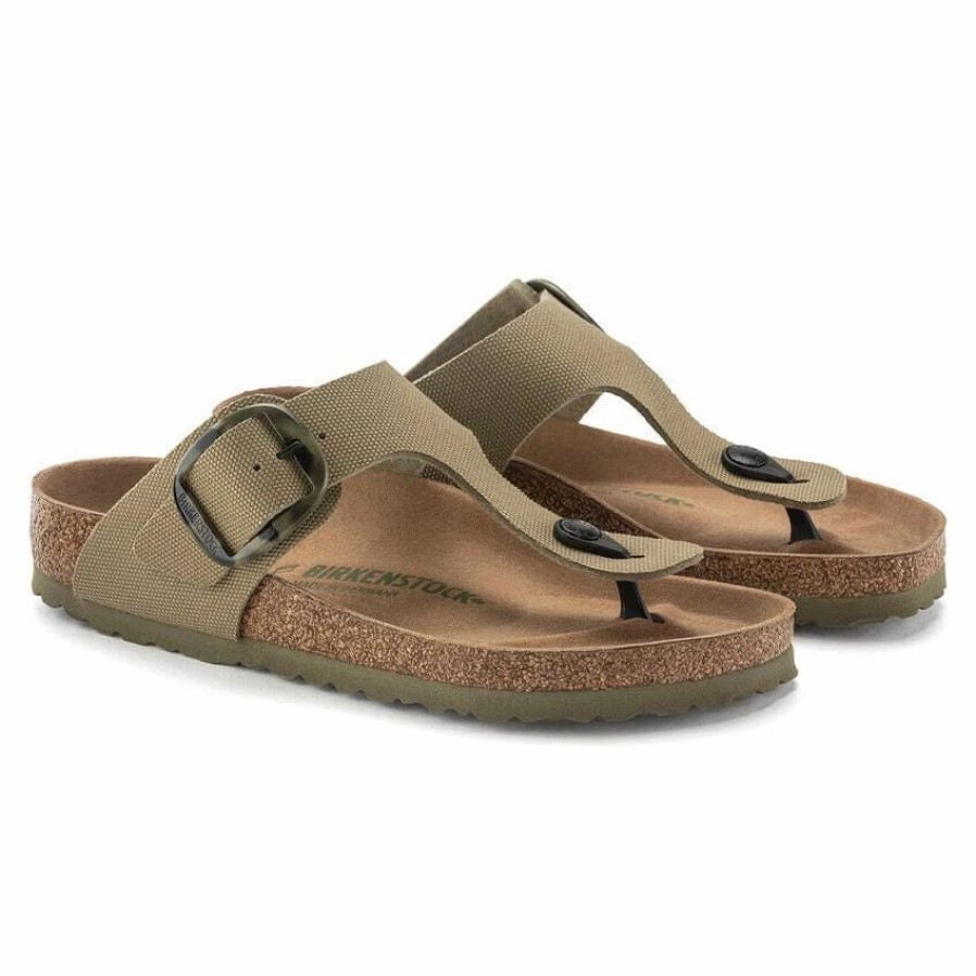 Women * | Birkenstock Regular Gizeh Vegan Big Buckle Faded Khaki