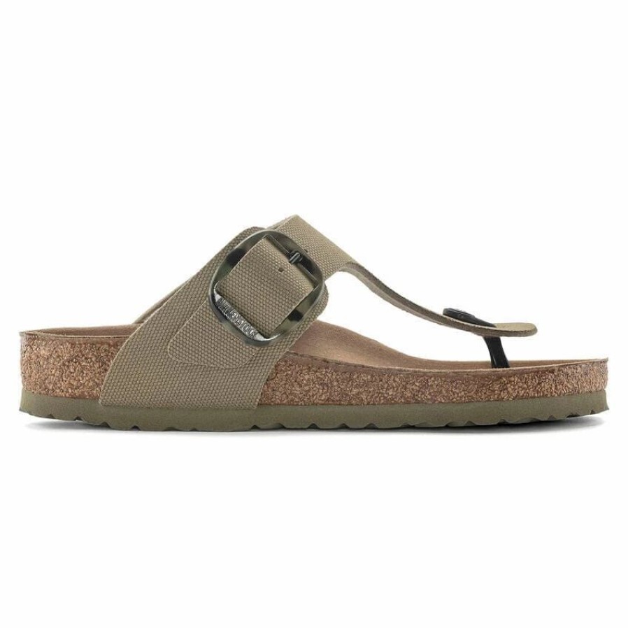 Women * | Birkenstock Regular Gizeh Vegan Big Buckle Faded Khaki