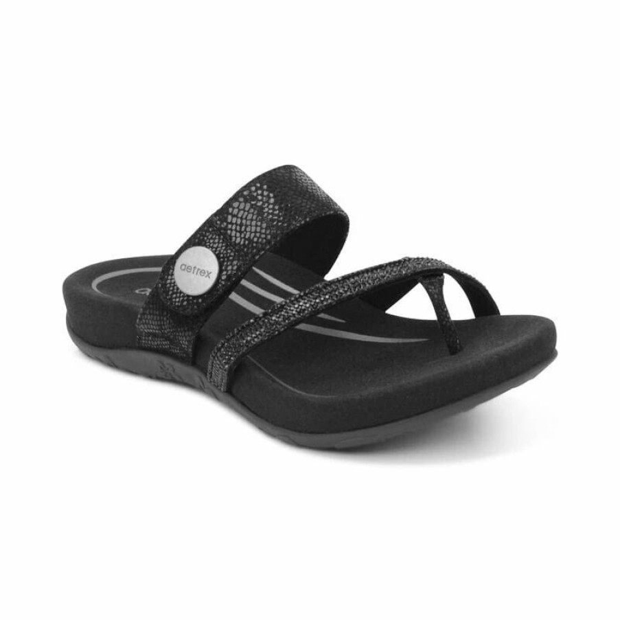 Women * | Aetrex Izzy Sparkle Black