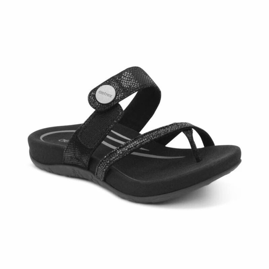 Women * | Aetrex Izzy Sparkle Black