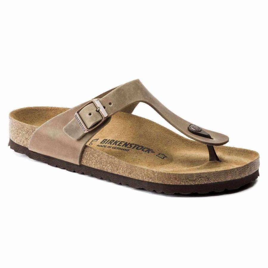 Women * | Birkenstock Regular Gizeh Oiled Leather Tabacco Tobacco Oiled Leather