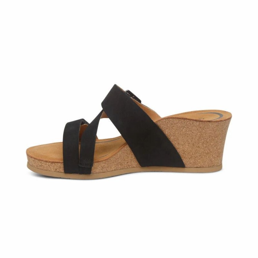 Women * | Aetrex Kimmy Arch Support Wedge Black