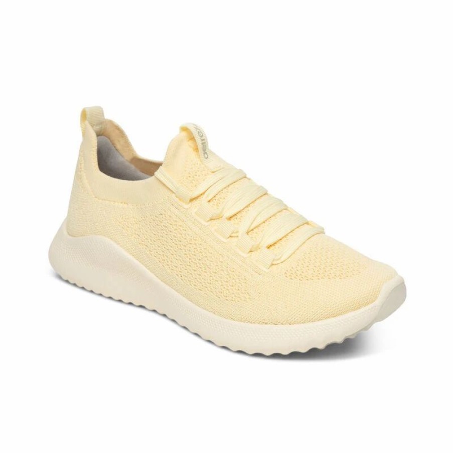 Women * | Aetrex Carly Arch Support Sneakers Lemon