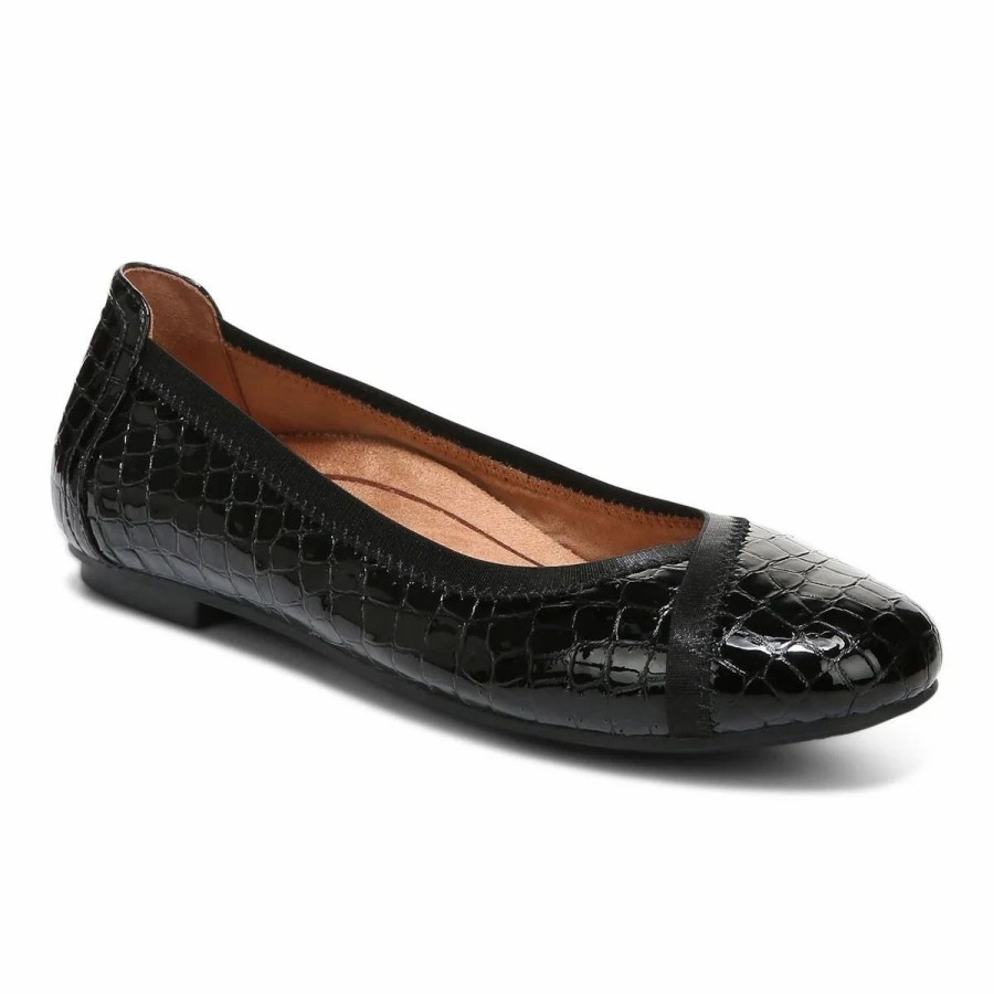 Women * | Vionic Caroll Ballet Flat Black Croc