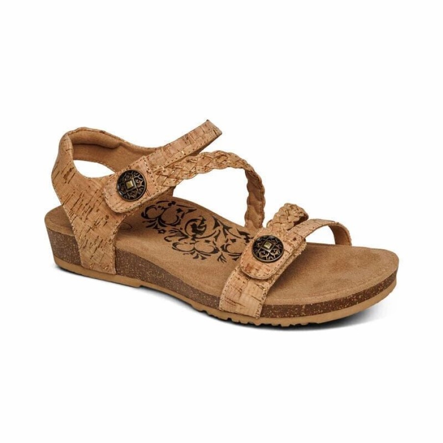 Women * | Aetrex Jillian Braided Quarter Strap Cork