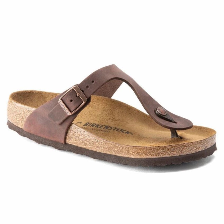 Men * | Birkenstock Regular Gizeh Habana Oiled Leather