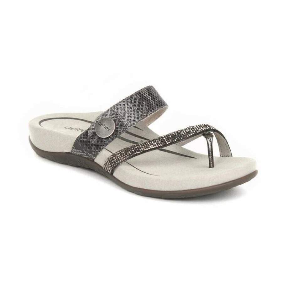 Women * | Aetrex Izzy Pewter Sparkle Sparkle Pewter