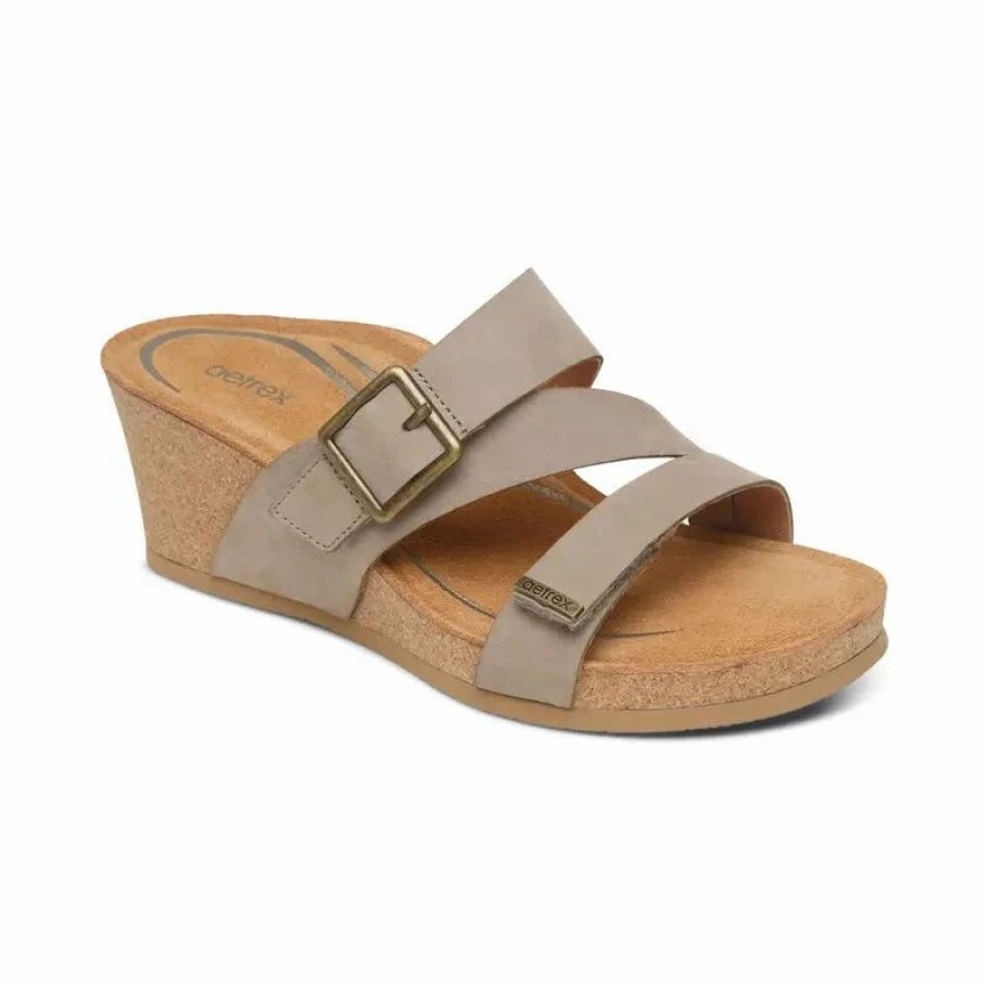 Women * | Aetrex Kimmy Arch Support Wedge Taupe