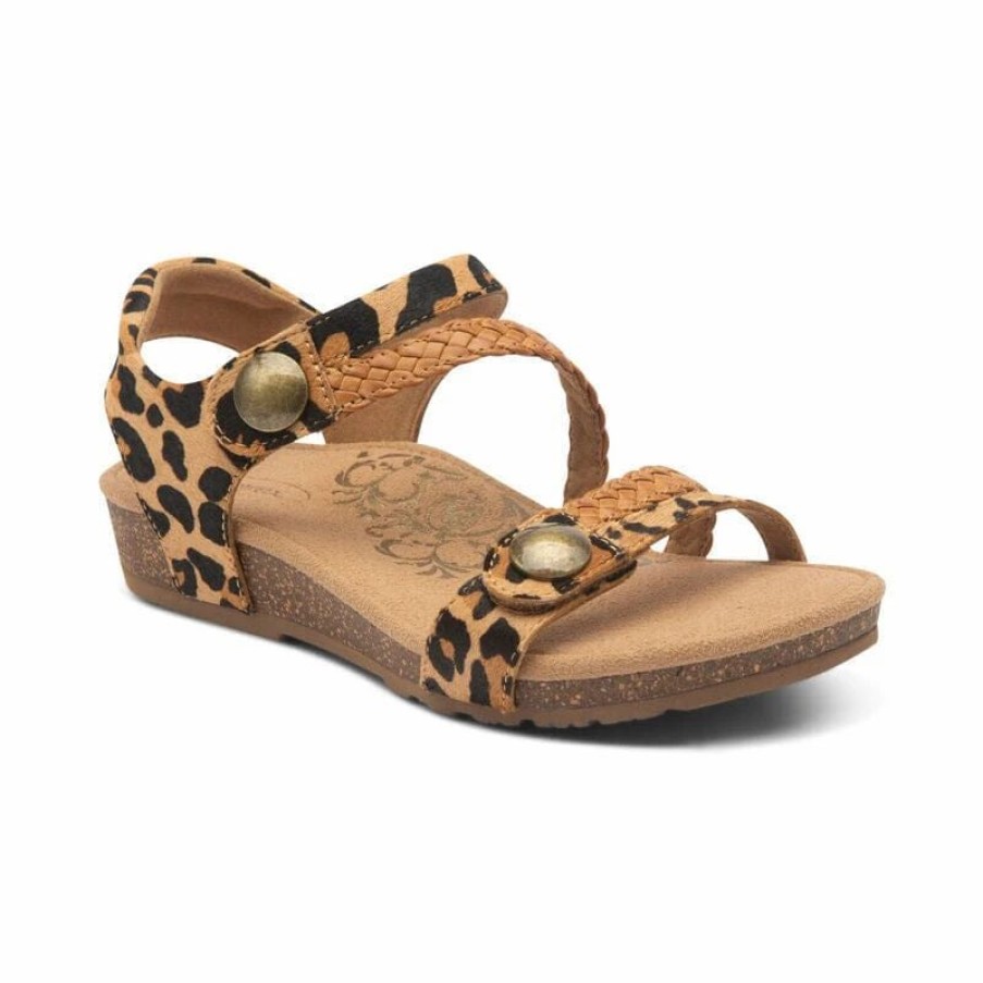 Women * | Aetrex Jillian Braided Quarter Strap Leopard