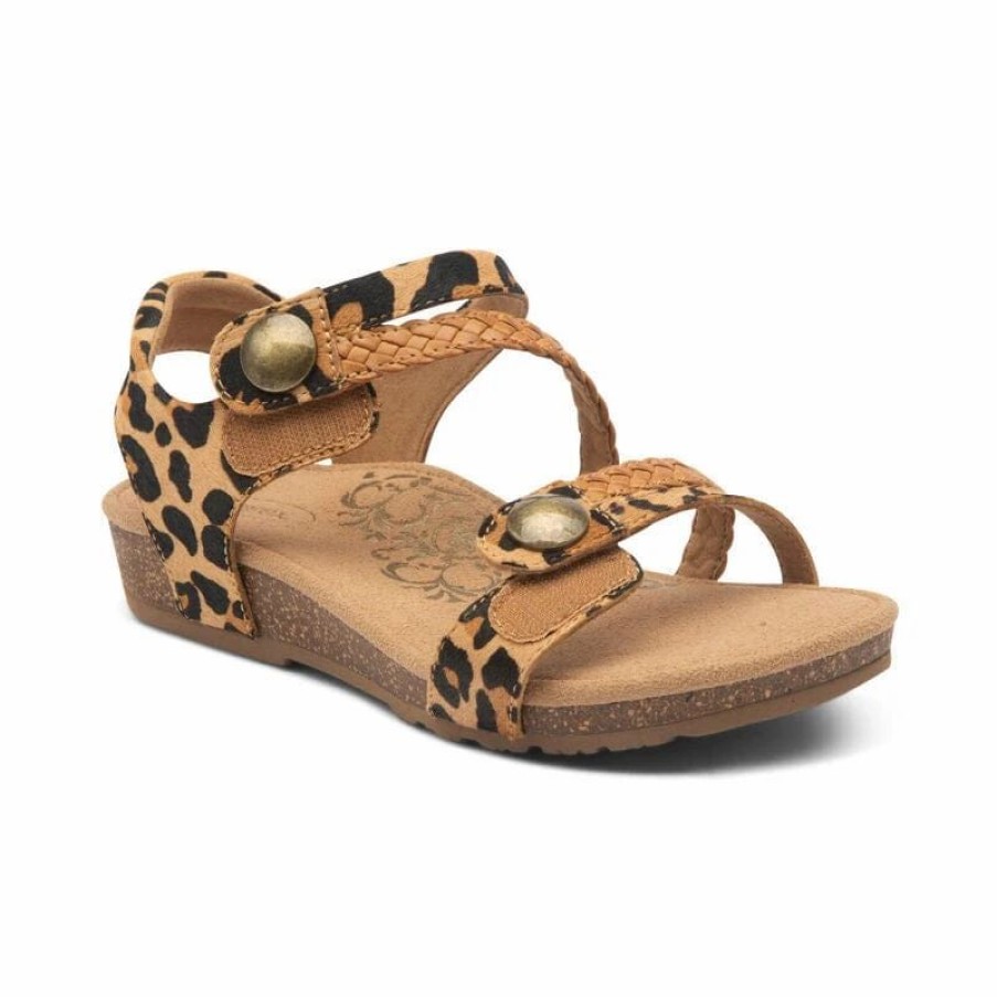 Women * | Aetrex Jillian Braided Quarter Strap Leopard