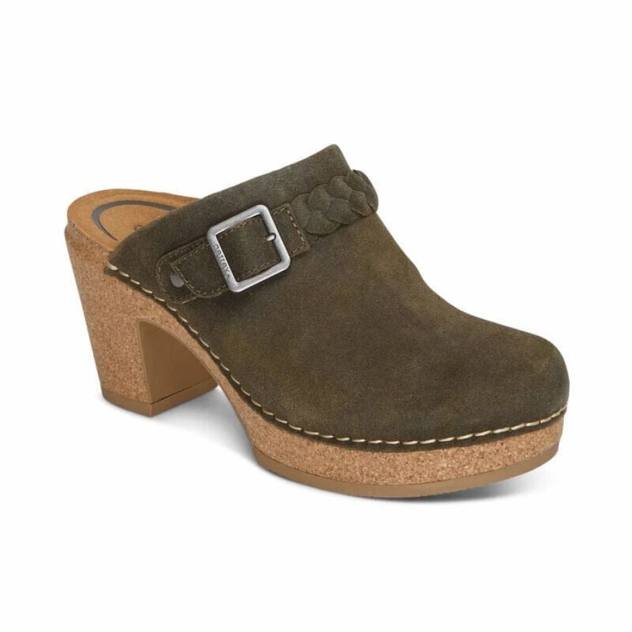 Women * | Aetrex Corey Clog Olive