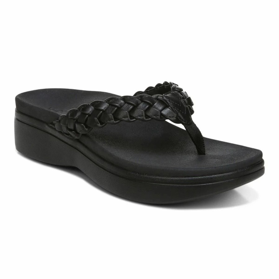 Women * | Vionic Kenji Platform Sandal Black Black/Graphit/Murel/Black