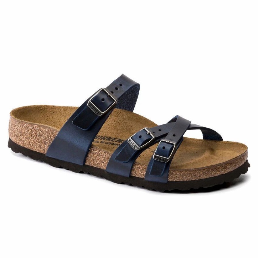 Men * | Birkenstock Franca Oiled Leather Blue Oiled Blue