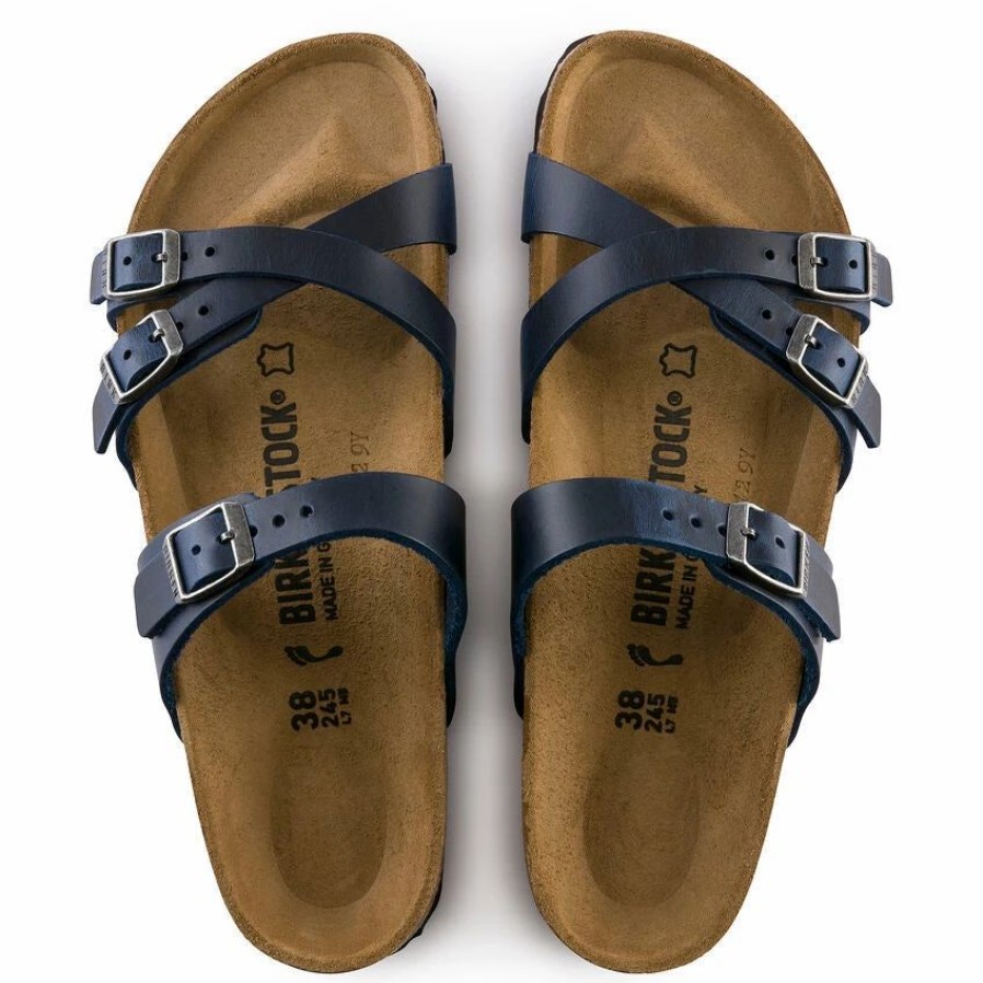 Men * | Birkenstock Franca Oiled Leather Blue Oiled Blue