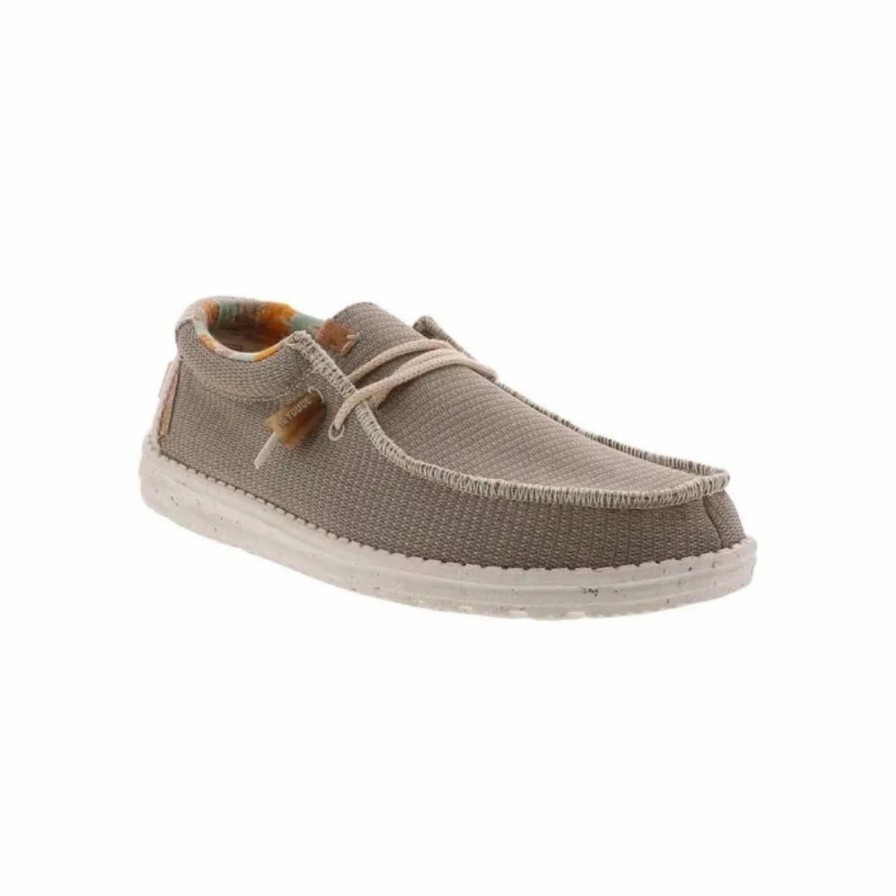 Men * | Hey Dude Wally Eco- Linen Beige Linen Beige Lt Brown