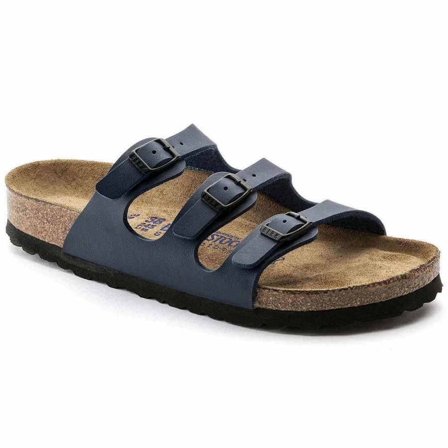 Men * | Birkenstock Florida Soft Footbed Birko-Flor (Regular) Navy Birko-Flor