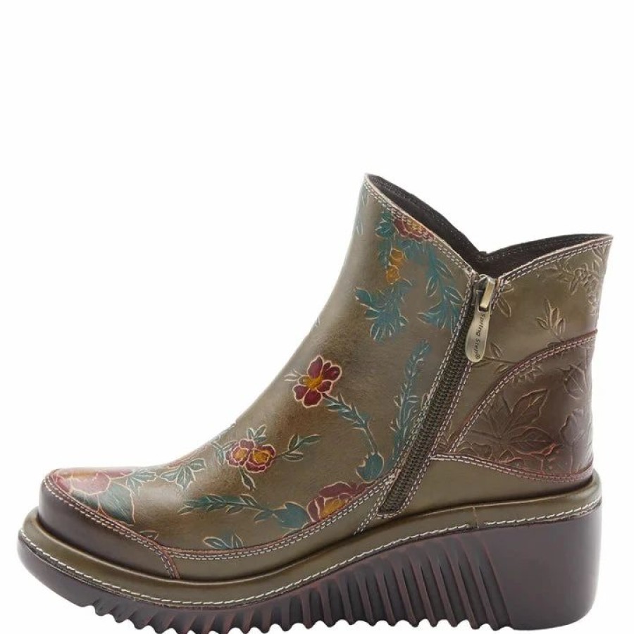 Women * | Spring Footwear Corp L`Artiste Abate Booties Olive Multi